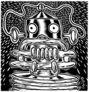 Electric Robot Linocut Print