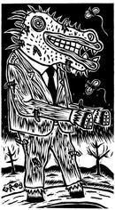 Standing Business Horse Linocut Print