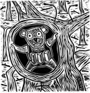 Koala in Tree Linocut Print