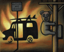 burning van limited edition fine art print Reg Mombassa 